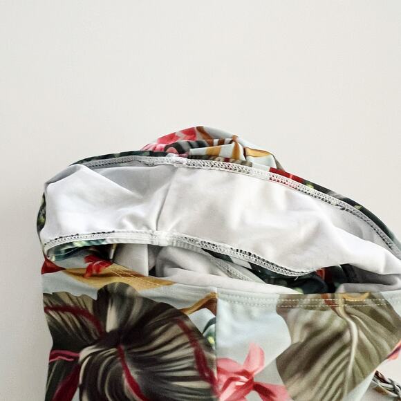 [MakeMeChic] Tropical Floral One Shoulder Asymmetrical One Piece Swimsuit Large - Picture 6 of 11